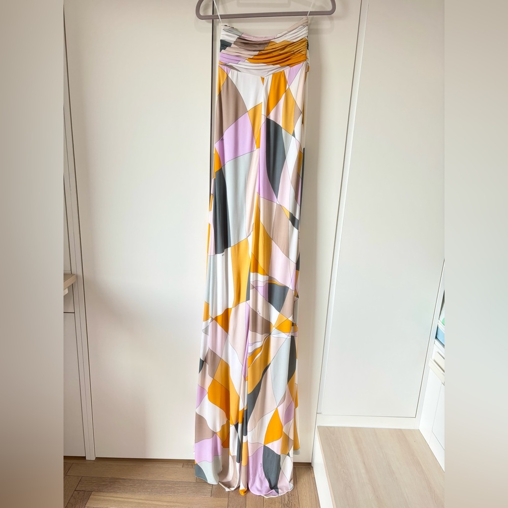 Emilio Pucci Strapless Geometric Print Maxi Dress - Picture 3 of 16